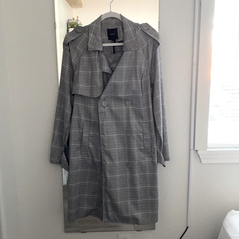 Forever 21 Plaid Trench Coat